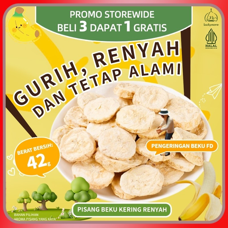 

[Luckymore] HALAL Pisang Beku Kering Renyah 42gr, Keripik Pisang, Keripik Buah, Keripik Pisang Krispy, Cemilan Sehat