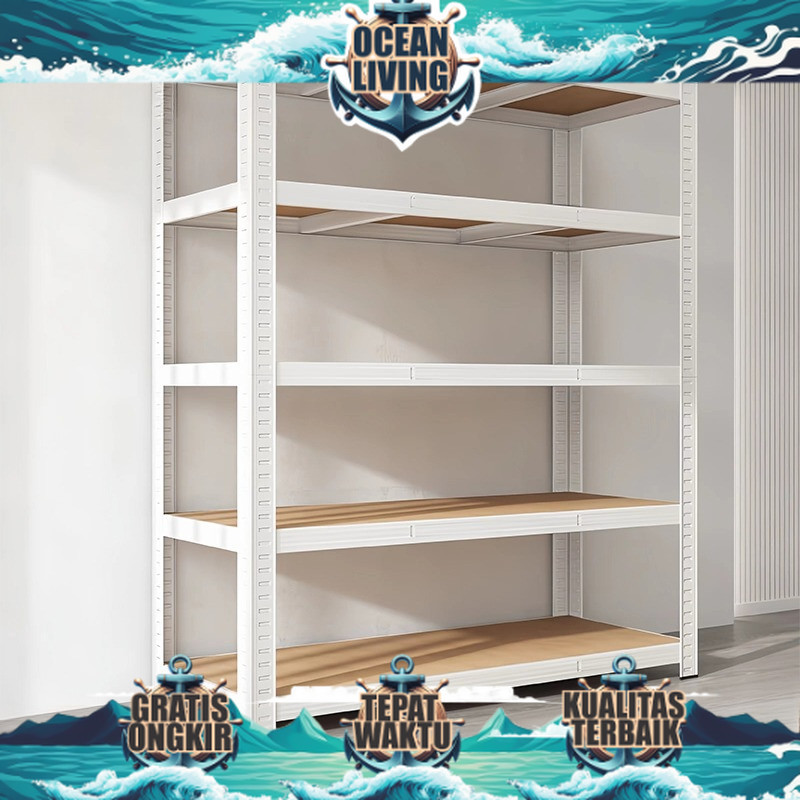 Rak besi siku lubang  Rak Besi 6 Susun Rak Putih Rak dapur Rak Buku Rak gudang - OCEAN LIVING