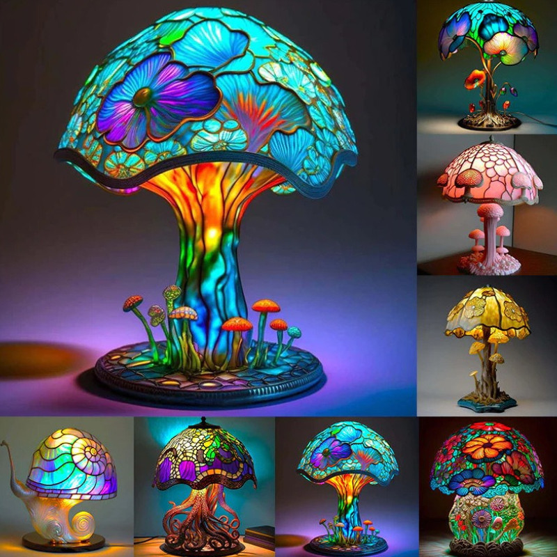 

Magic Color-Changing Fantasy Mushroom Night Light Lamp Sculpture - USB Touch Control for Living Room, Bedroom, Office Decor 15cm