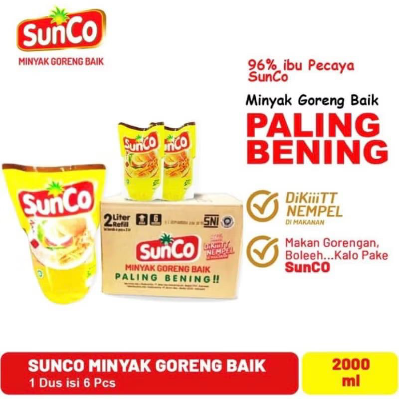 

Sunco 2 ltr dus 6 pcs / minyak goreng sunco 2 ltr 1 dus isi 6 pcs