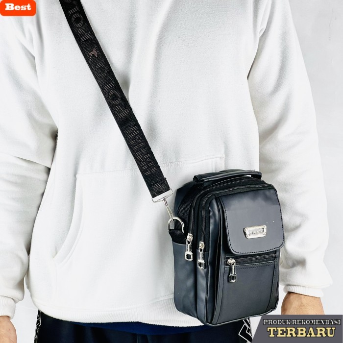 tas selempang wanita shopee Tas Pria Wanita Tas Selempang Waterproof Original Polo Amstar - Hitam