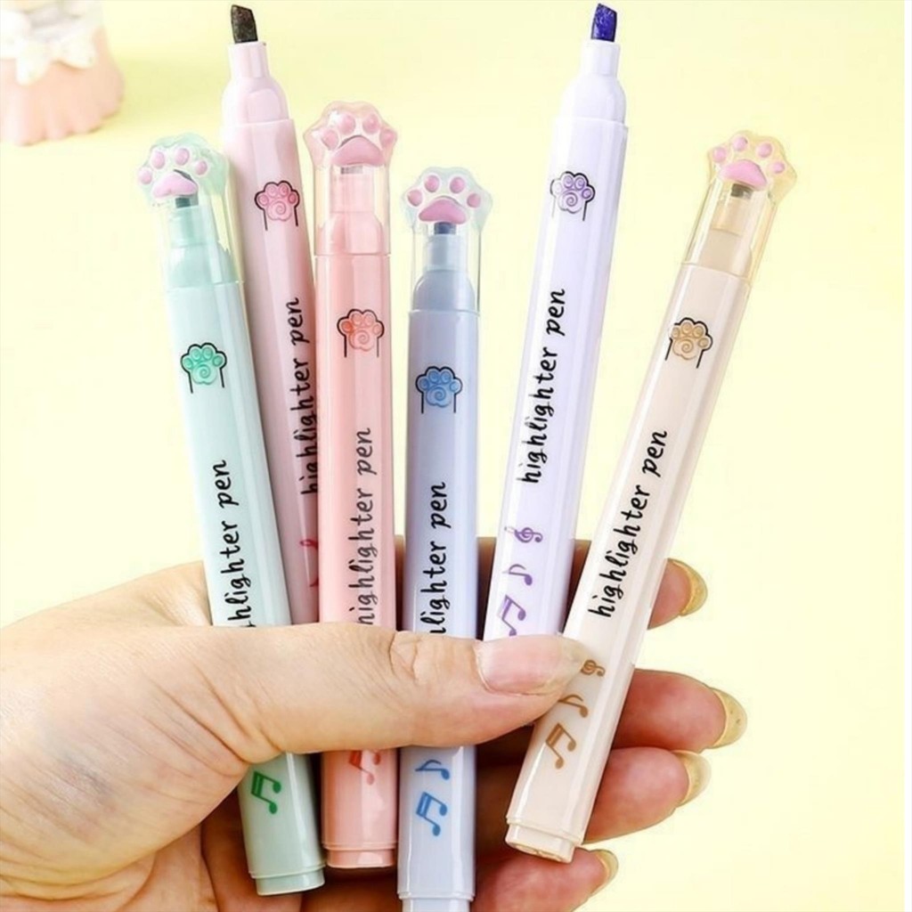 

MW051 Highlighter Cat Stabilo Highlight Pen Pena Warna Journal Kuliah Kantor 2 Sisi 2 Tips Colorful Kuliah SD
