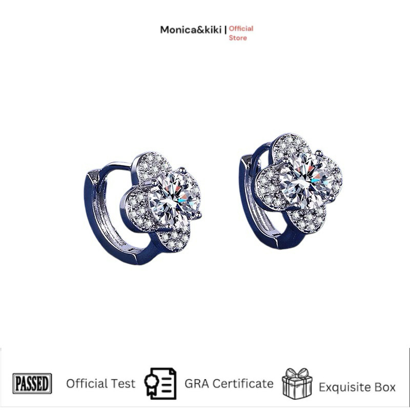 Monicakiki -   Anting Moissanite GRA ORI Anting berlian asli Perak Klasik dan elegan Wanita anting  