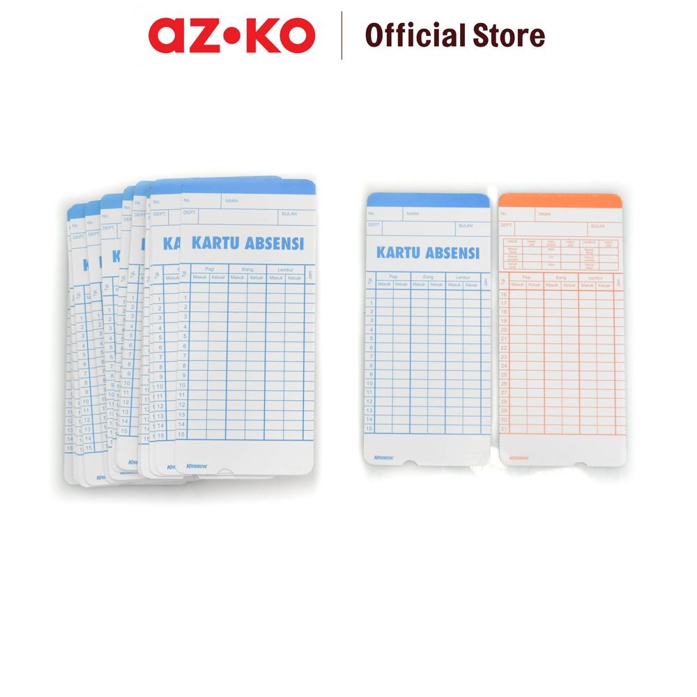 

AZKO Set Kartu Absensi 100 Pcs Kartu Tanda Kehadiran Attendance Card Kertas Absen Perlengkapan Kantor