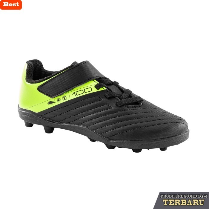 rekomendasi sepatu bola untuk kaki lebar Decathlon Kipsta Sepatu Bola Agility 100 - Hitam/Kuning- 85