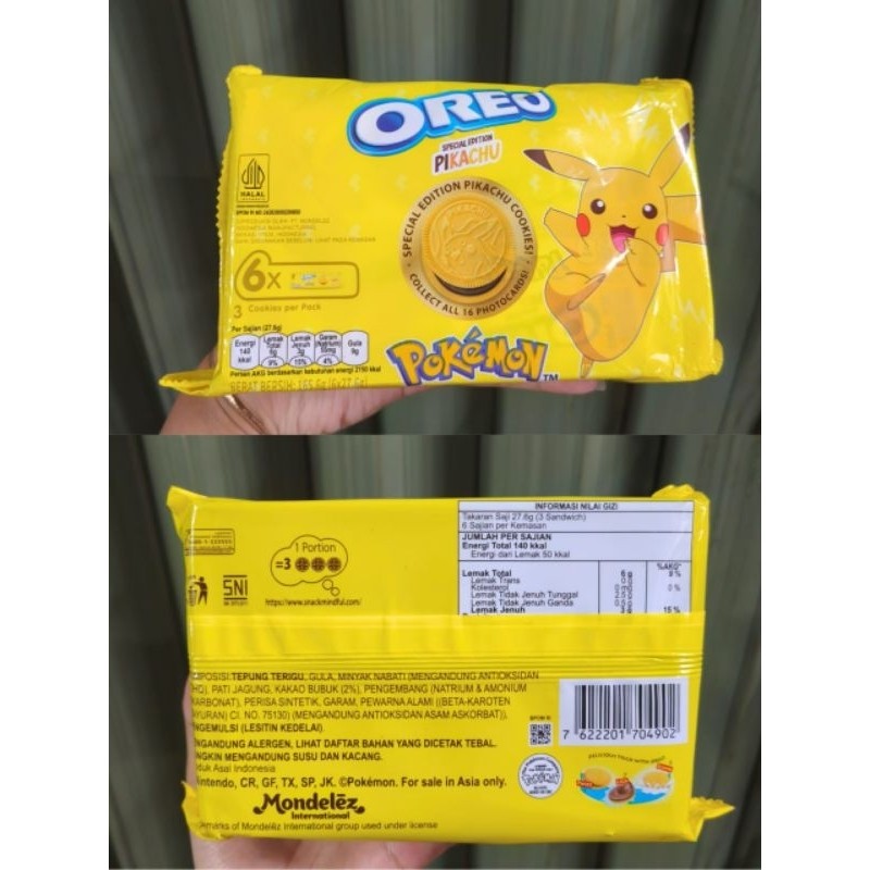 

Oreo Pikachu 165,6 gram isi 6 pack ( per pack isi 3 cookies )