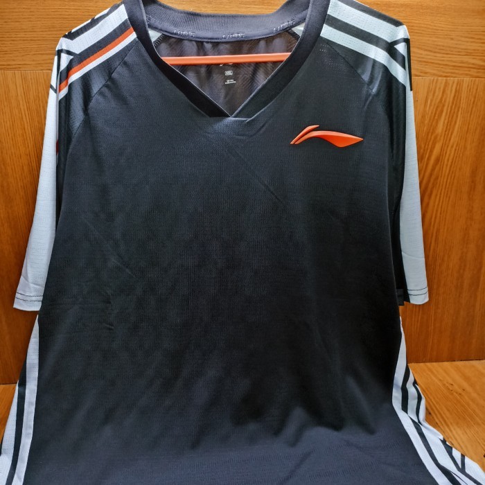 Kaos Badminton LINING ATST967 (Blue & Black) 100% ORIGINAL - Black - XXL