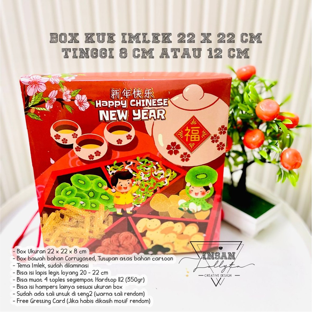 

Box Kue uk. 22 x 22 cm CNY/ Imlek Tema Tray Plate Candy Snacks