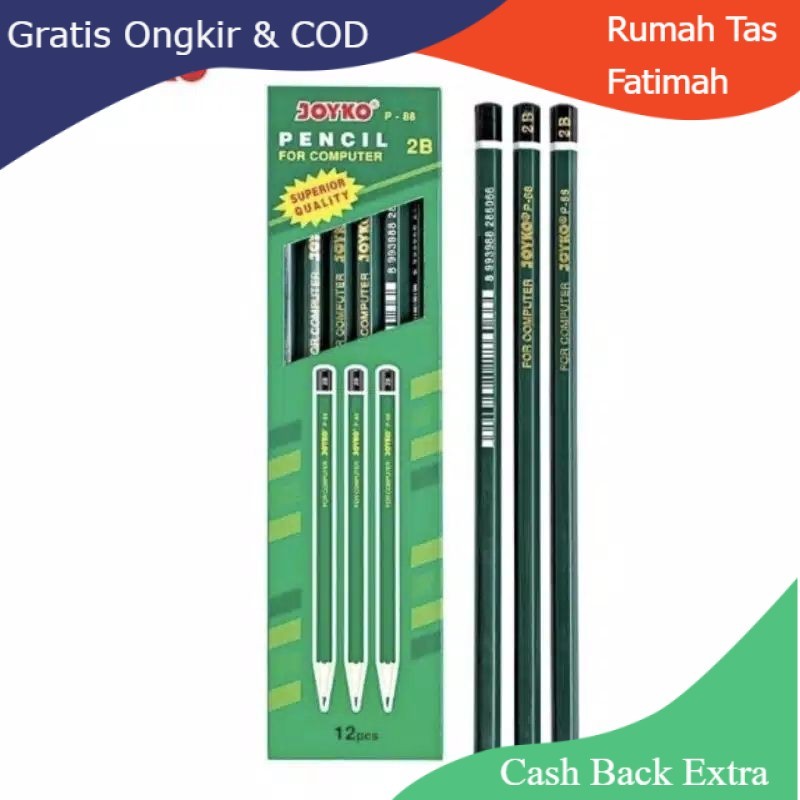 

Promo (ISI 12PCS) PENSIL KOMPUTER 2B JOYKO 1PAK By Rumah Tas Fatimah