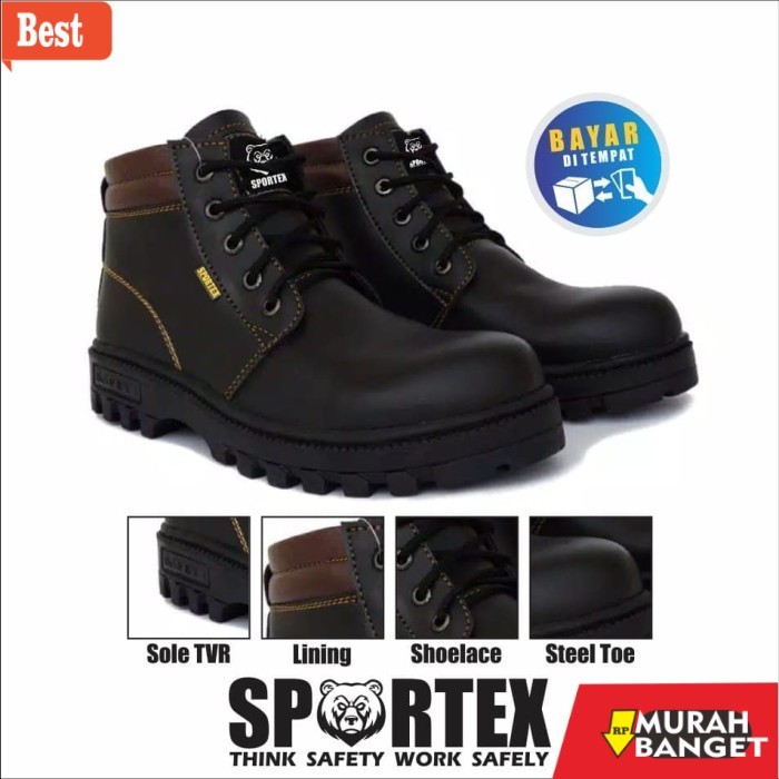 sepatu safety terbaik Sepatu Safety Pria Ujung Besi 01 Sportex Sol Safety - Cokelat, 45