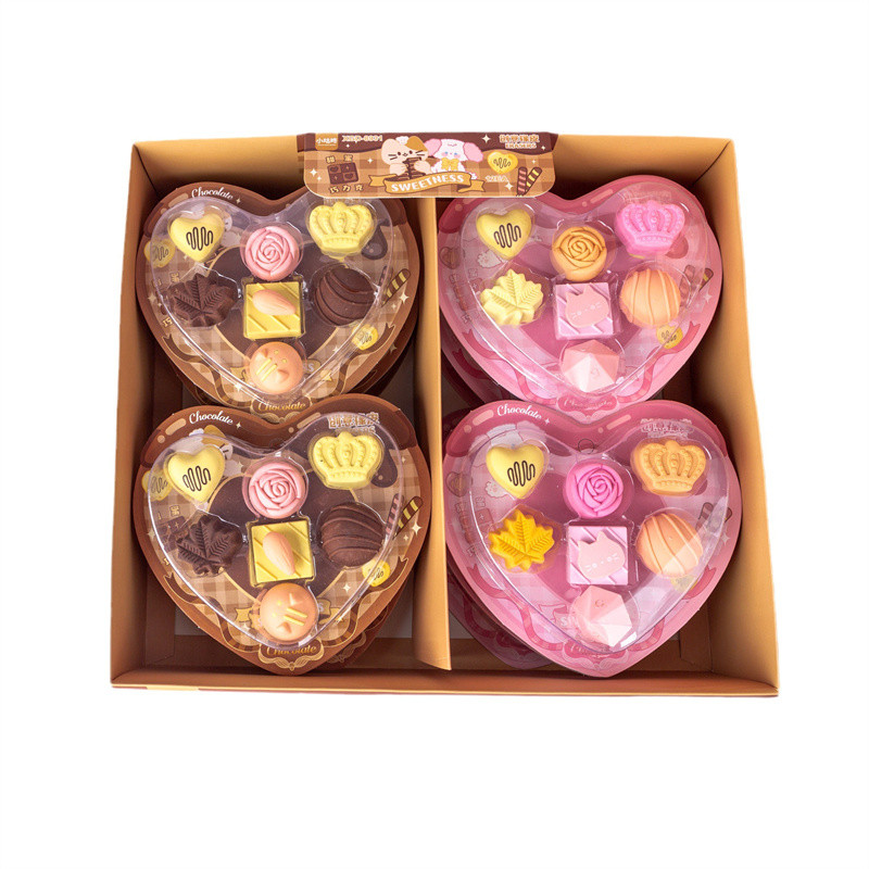 

4box/lot Creative Chocolates Eraser Cute Writing Drawing Pencil Erasers Stationery Kids Gifts Office School Supplies