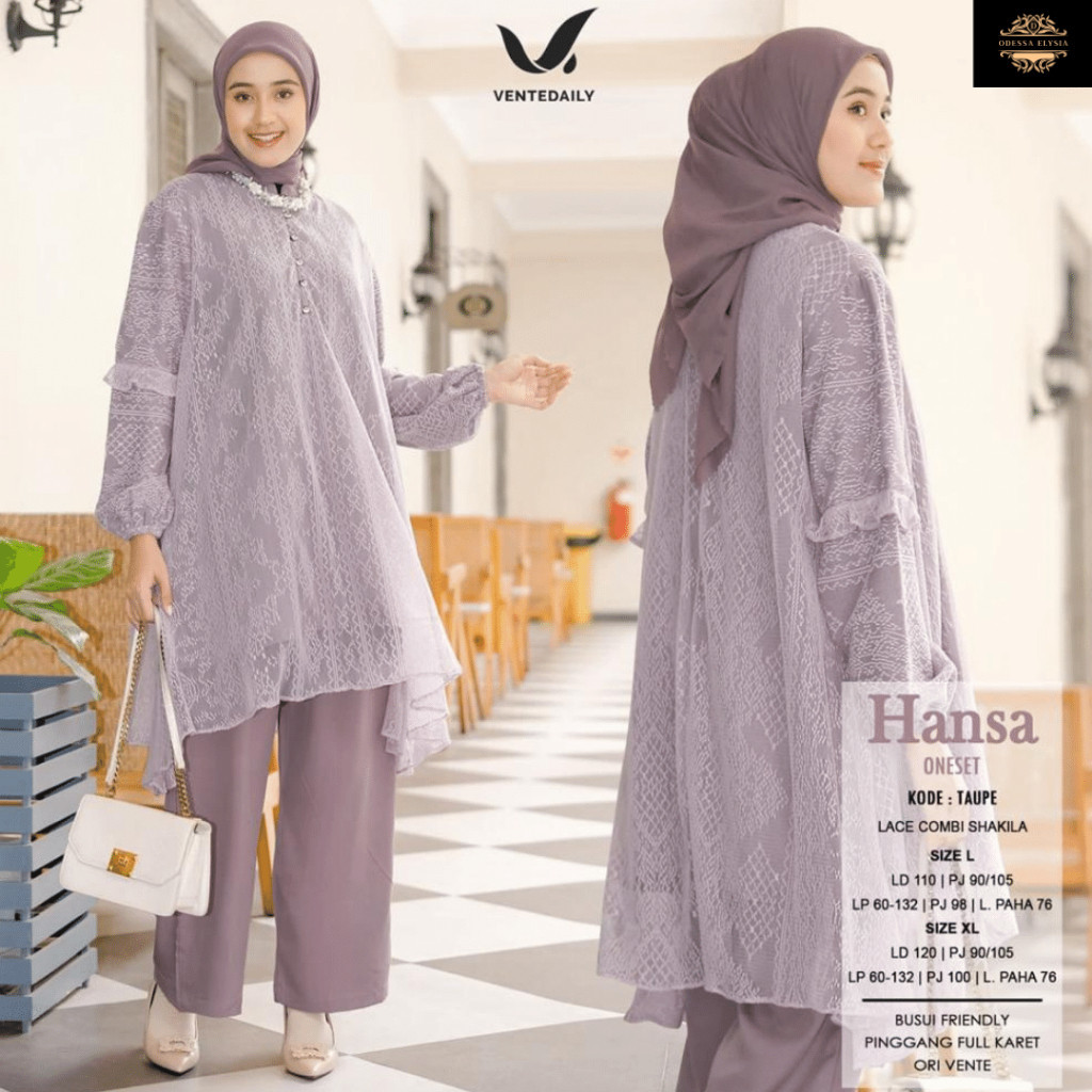 Vente Daily Setelan One Set Wanita Jumbo Kekinian Ootd Outfit Kondangan Ld 120 Hansa