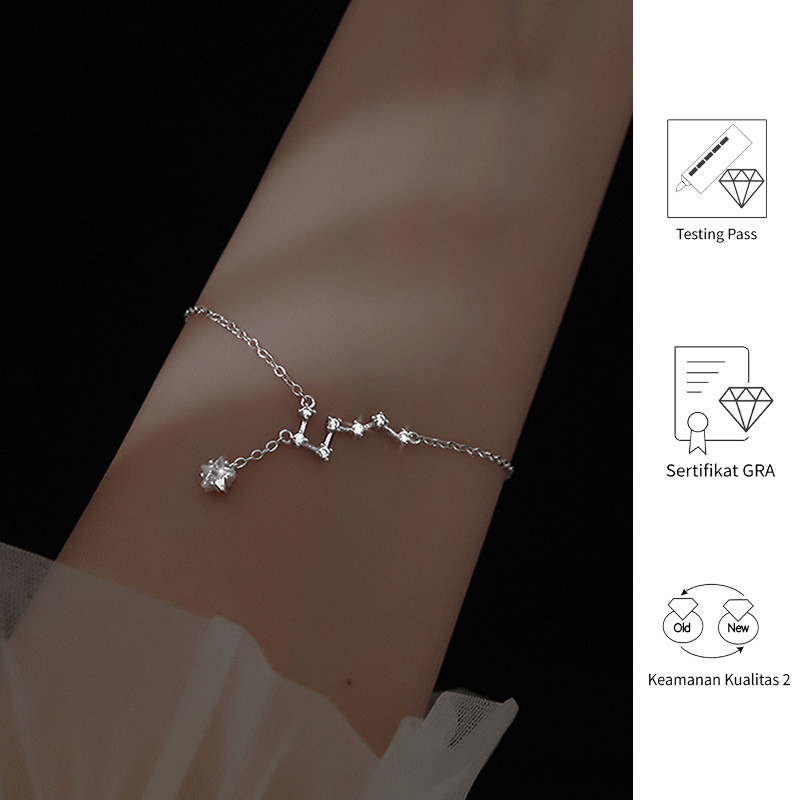 FULIN Gelang Platinum Moissanite Wanita Dapat Disesuaikan