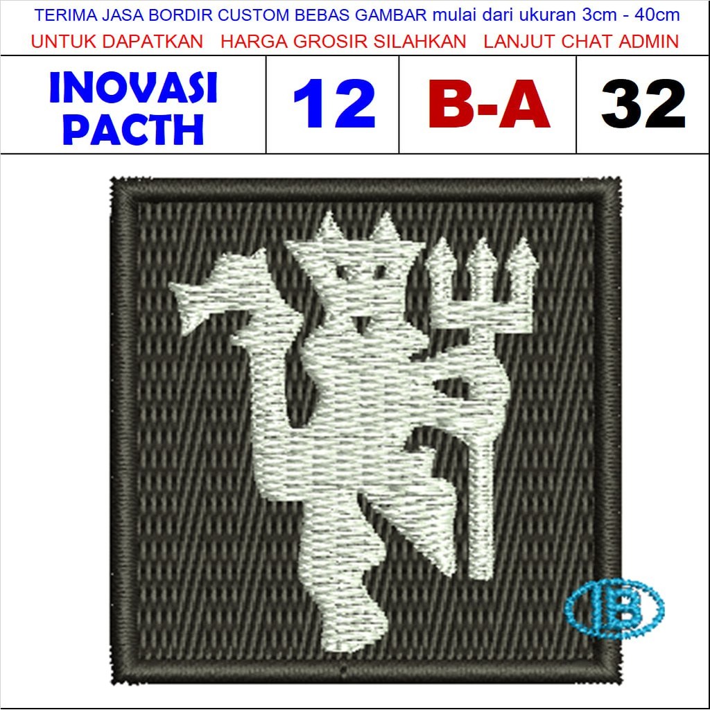PATCH BORDIR LOGO B-A32 BOLA KLUB MANCHESTER UNITED RED DEVIL - INOVASI PATCH TESTIMONI