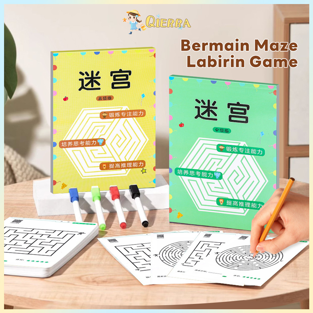 Qierra Maze Labirin Game Buku Aktivitas Anak Permainan Labirin Berpikir Perhatian Kecerdasan Bermain