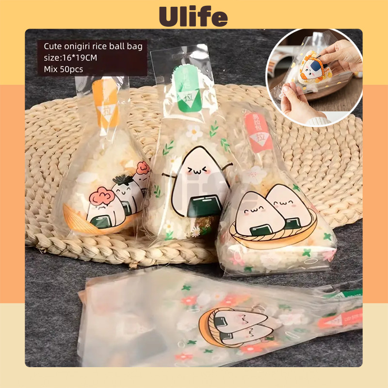 

Isi 50 lembar Plastik Onigiri Segitiga Bungkus Nasi Onigiri Wrapper Plastik
