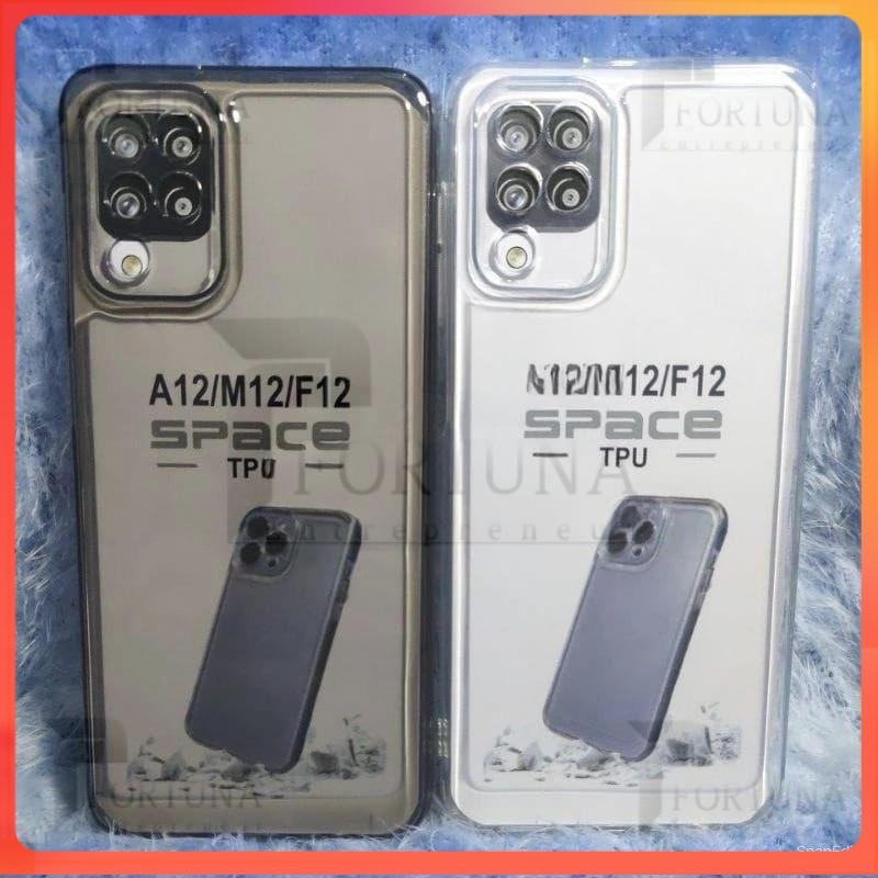 casing Case SoftCase/Silikon Bening Black space hp SAMSUNG A12/M12 Casing TPU bening Clear Space