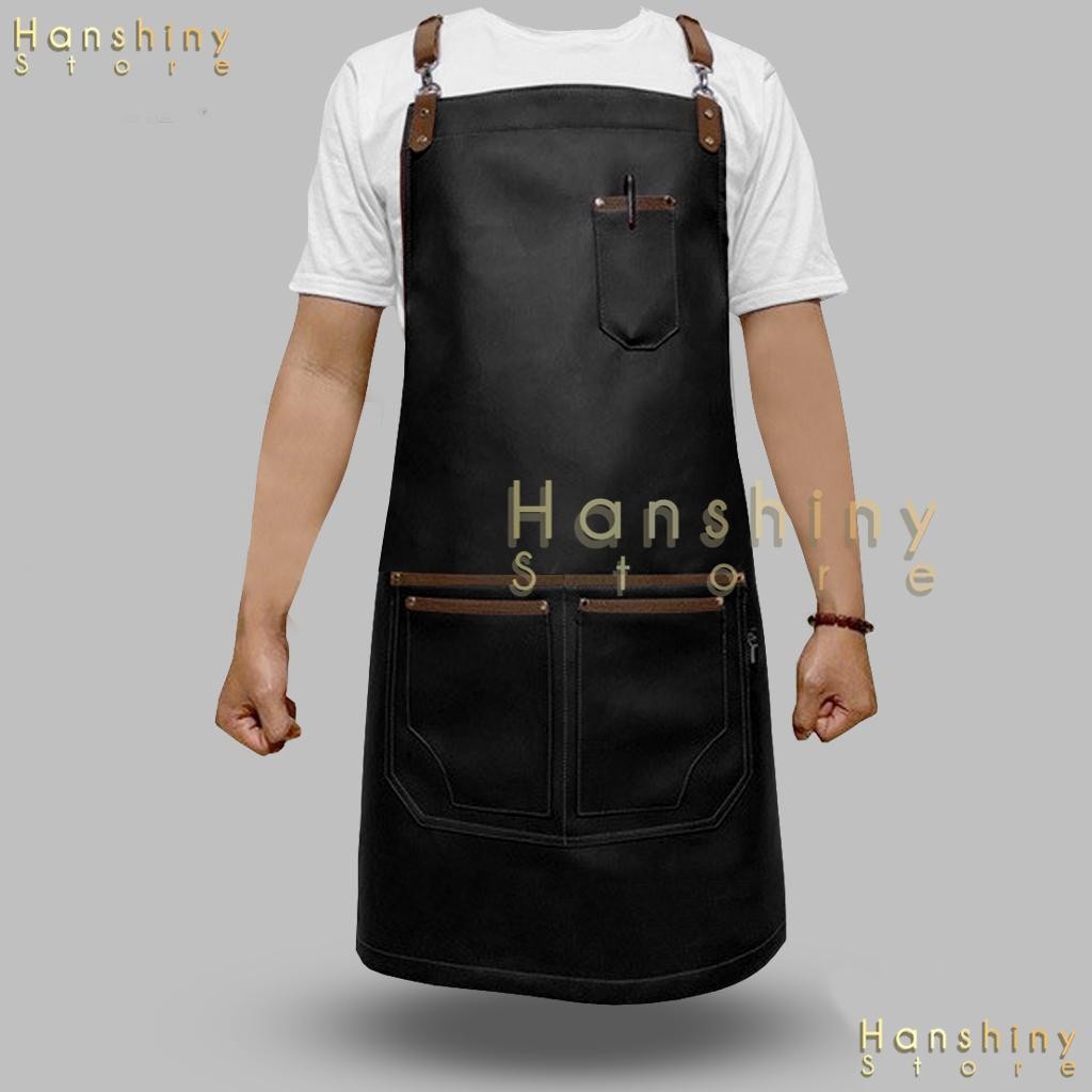 Apron Barista Celemek Kulit Apron Kulit Keren Celemek Kulit Dapur Fashion Baru Apron Wanita dan pria