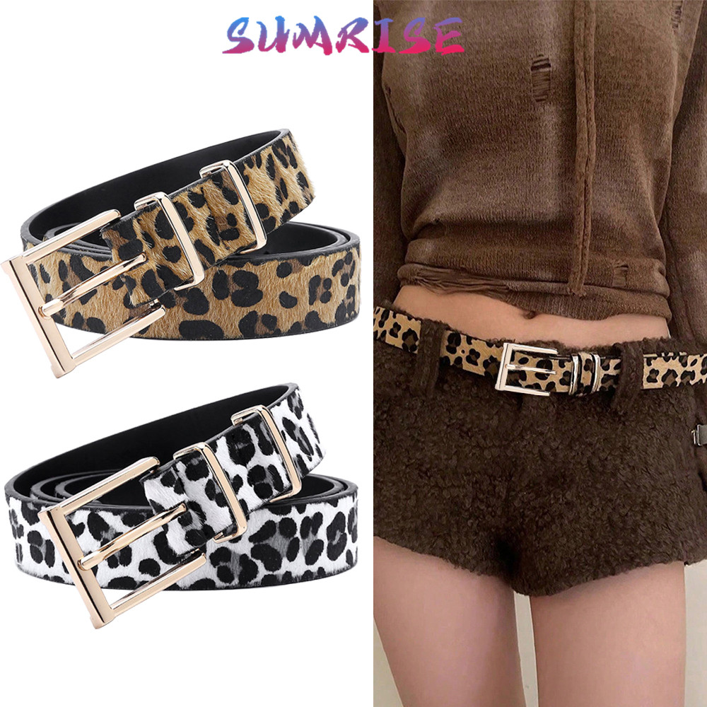 Ikat Pinggang Motif Leopard Leopard Belt Skena Leopard Unisex Pria Wanita Sabuk Punk