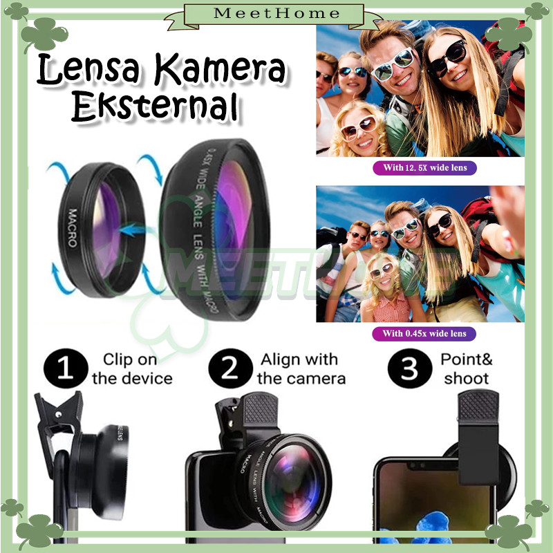 Lensa Kamera Eksternal 2In1 Lensa Super Wide Angle Lens+Macro Smartphone 12.5x Dengan Klip Untuk Hp