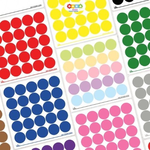 

Stiker Bulat Premium 2,5 cm / Sticker Label Dot Anti Air 25 mm / Label Kode Warna Pabrik Kain Tekstil Warna Warni / Haka Toys