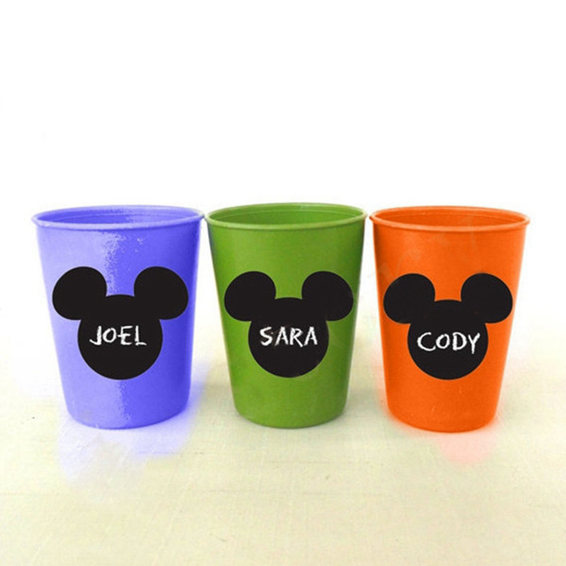 

2.1" x 2.3" Cartoon Mouse Chalkboard Vinyl Labels - Kids Birthday Party, Playroom, kids party Glass Decal Sticker