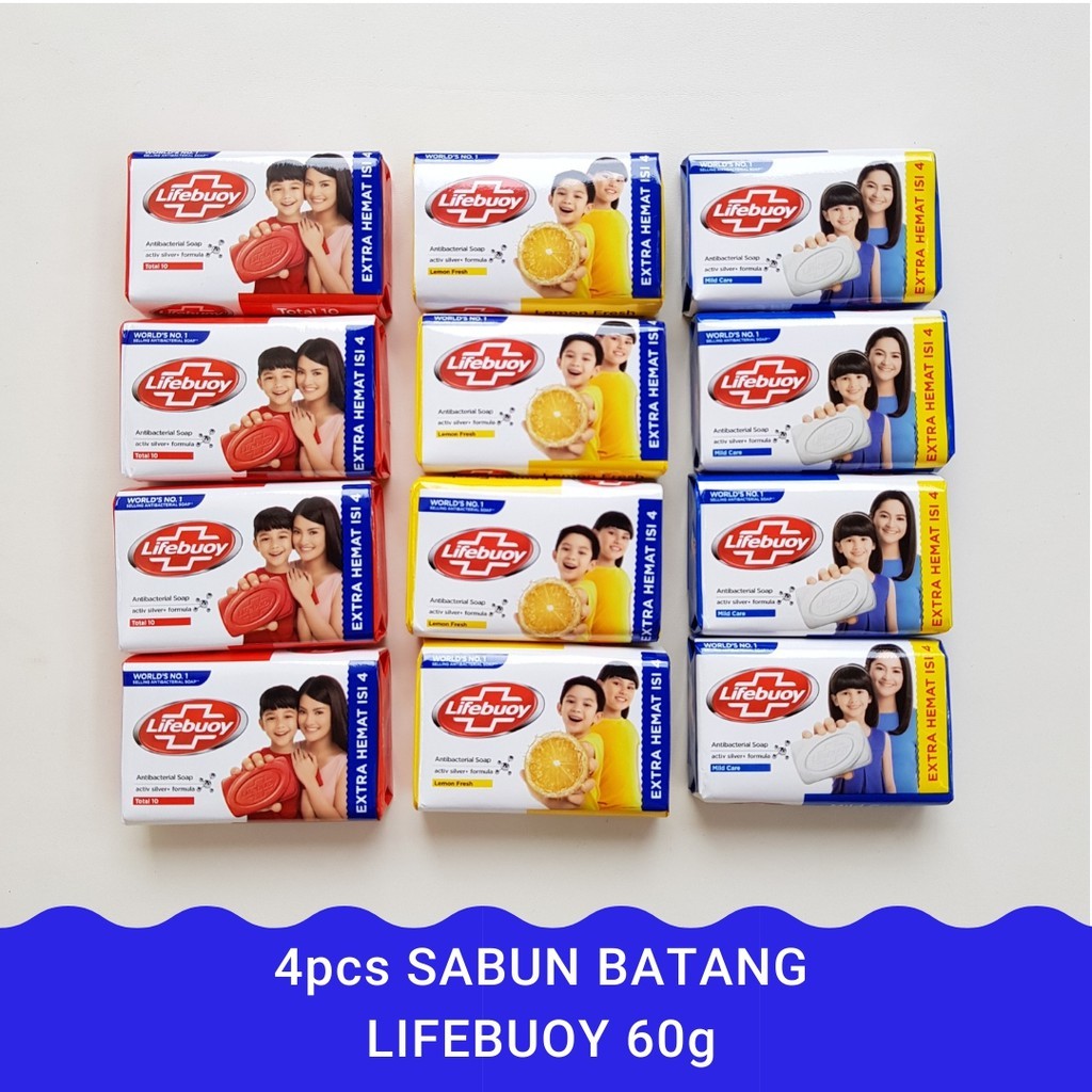 

Sabun Mandi Lifebuoy Isi 4 x 60g | Isi 4 Batang