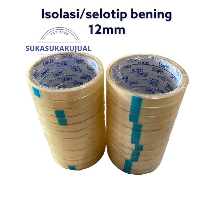 

bisa COD / ojek / instan pekanbaru / (12pcs)isolasi/selotip bening davis 12mm