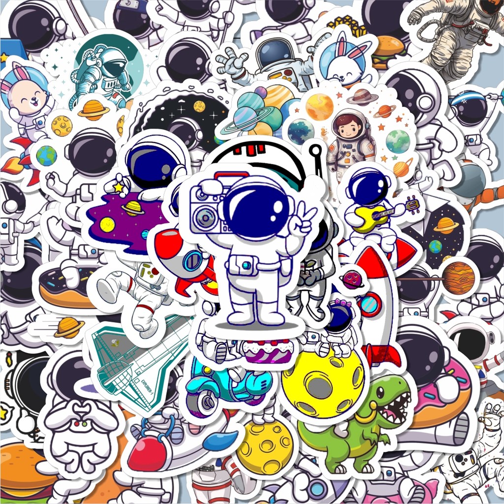 

100PCS Lucu Stiker Astronot Luar Angkasa Aesthetic Stiker Aesthetic Stiker Anti Air Stikers Berperekat Waterproof sticker decal buat Motor Helm Buku Journal Koper Casing HP Laptop Botol Minum Hadiah anak