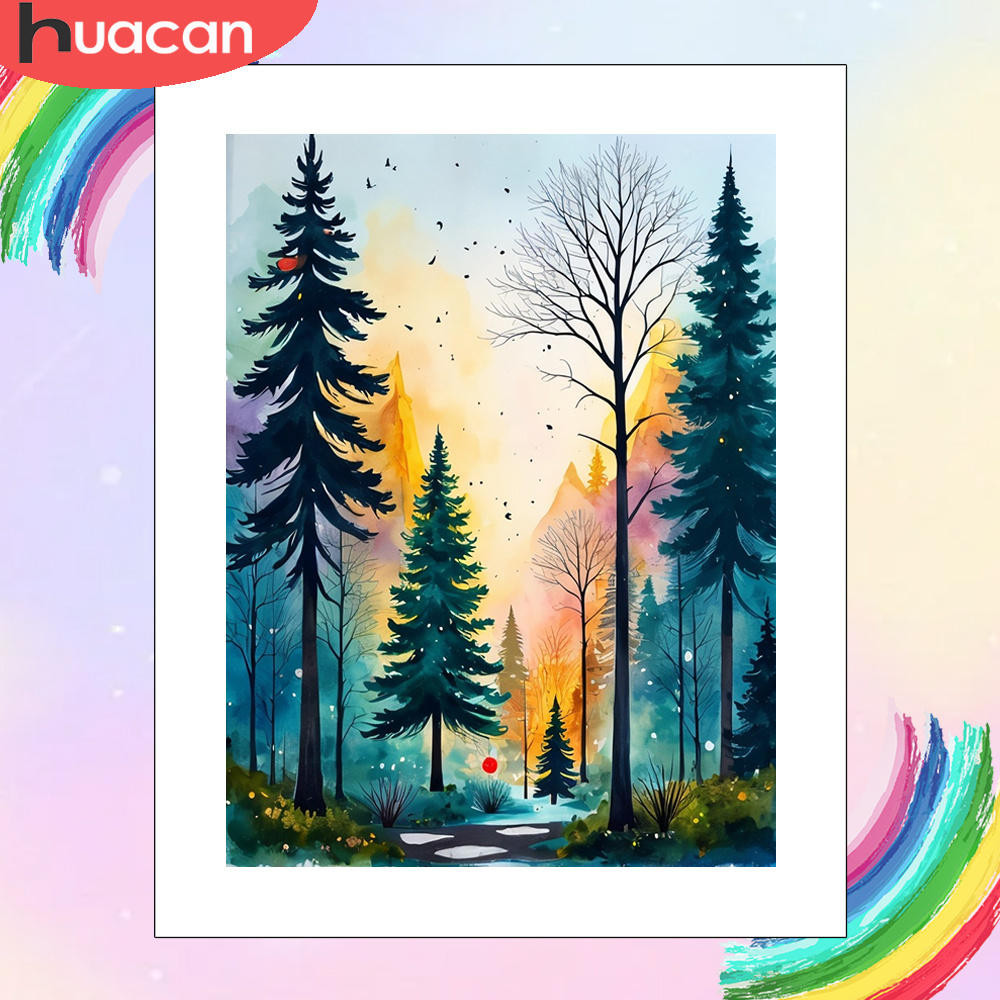 

Painting By Number Kit Serene Forest Abstract Birds Canvas Artistic Landscape Handpaint Scenery DIY Digital Oil Drawing Decor