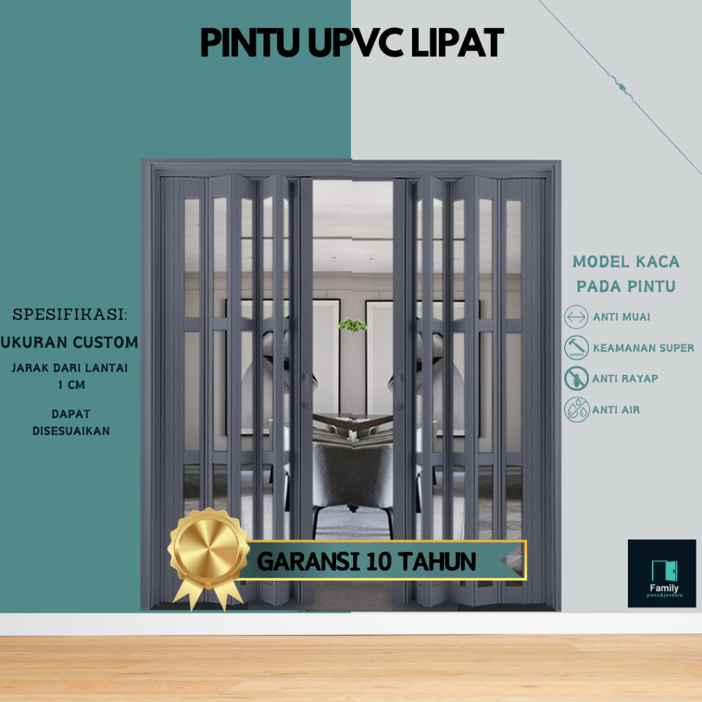 Pintu Lipat - Pintu Lipat UPVC -Partisi Ruangan, Pintu Kamar Mandi, Pintu Geser, Pintu Lipat PVC
