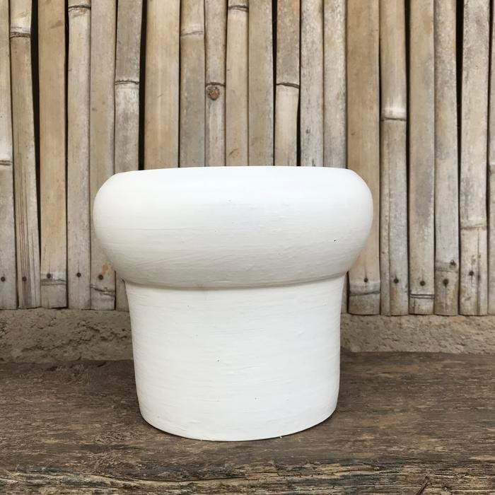 Pot Terracotta Terakota Gerabah Model Jamur - Putih