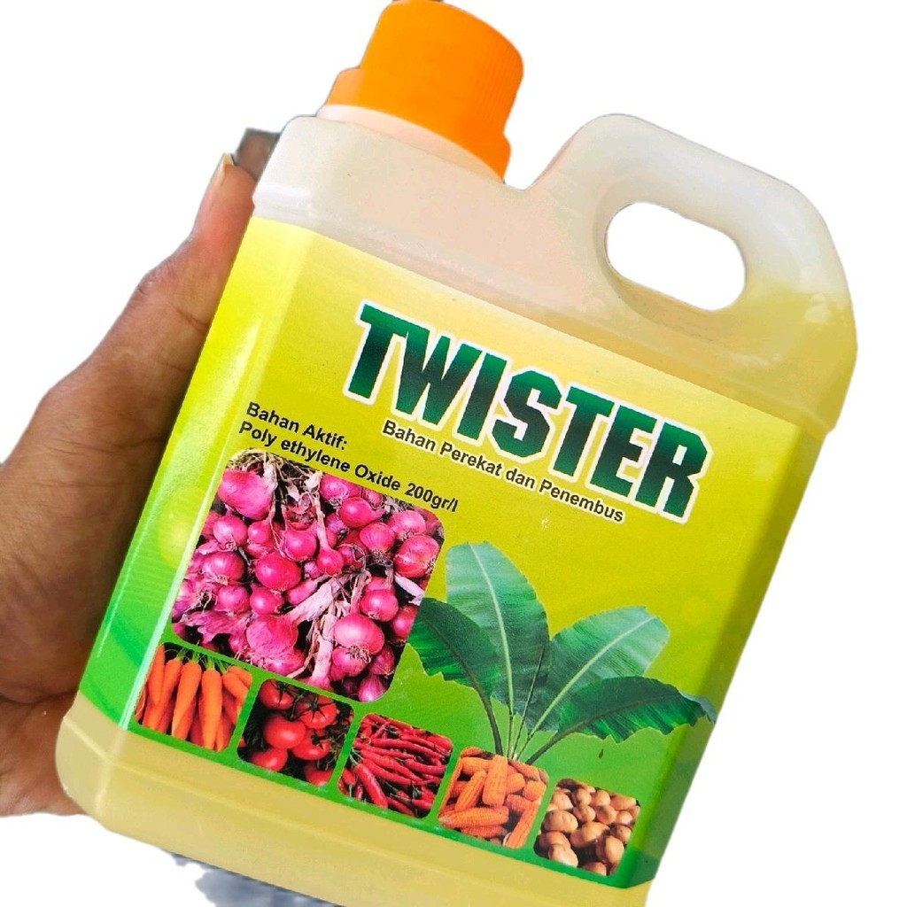 

TWISTER 1liter Perekat Perata Pembasah digunakan untuk meningkatkan daya kerja pestisida dengan melekatkan dan meratakan butir-butir semprot pestisida ke permukaan daun yang mengandung lapisan lilin atau permukaan daun berbul