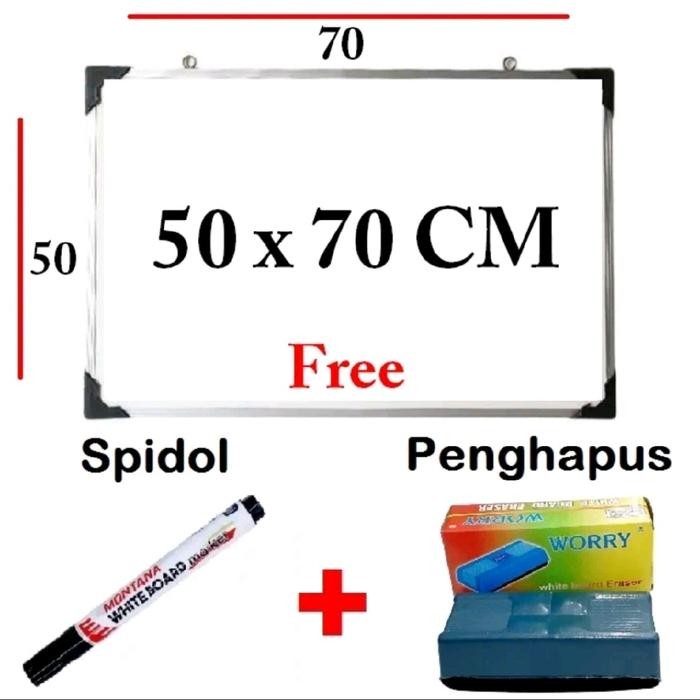 

PAPAN TULIS WHITE BOARD BONUS SPIDOL DAN PENGHAPUS PAPAN TULIS Putih - 50 X 70 CM