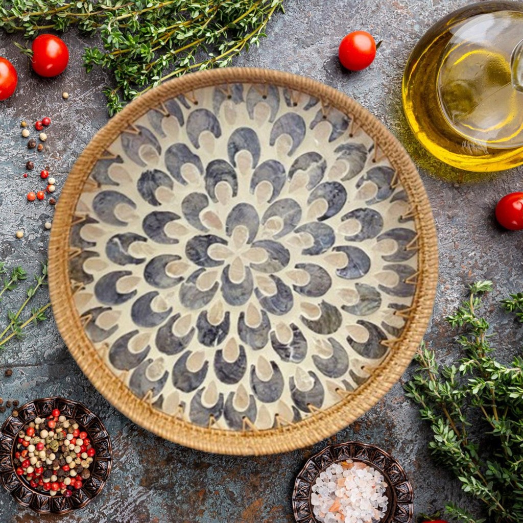 Rattan Storage Tray, Fruit Storage Basket, Bread Warmer Basket, Handcrafted