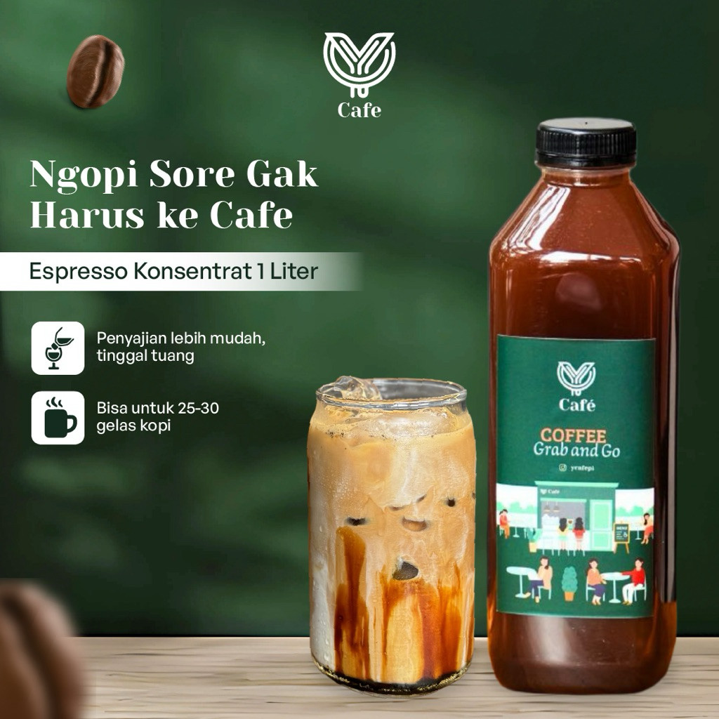 

Espresso Konsentrat 1 Liter - Espresso Cair Konsentrat Kopi Arabica Robusta House Blend Praktis Untuk Membuat Kopi Di Rumah by Y Cafe