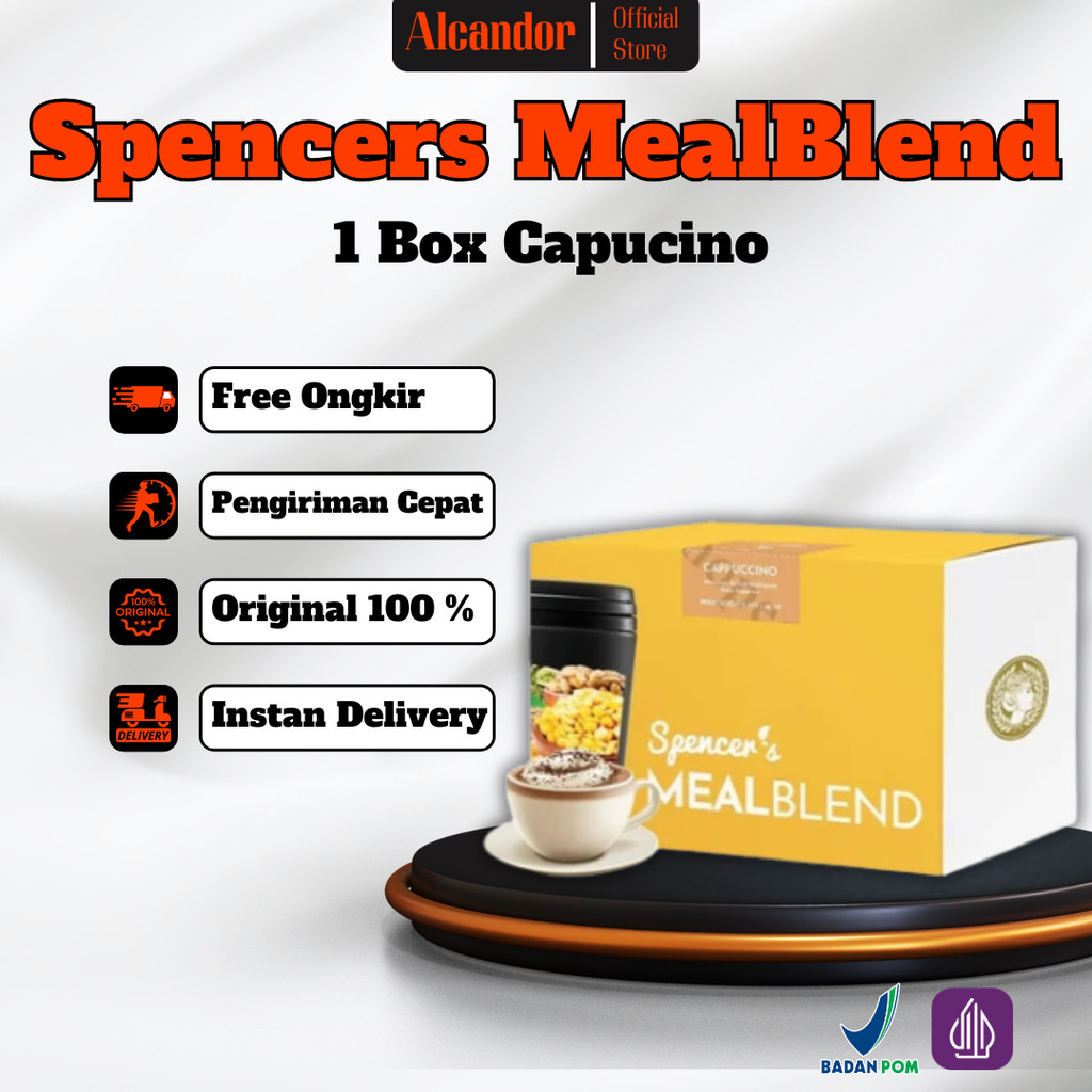 

Spencer's MealBlend - Rasa Capucino - Nutrisi Lengkap, Low Calorie, Gluten Free, Cocok untuk Diet Sehat! 1 Box isi 15 Sachet