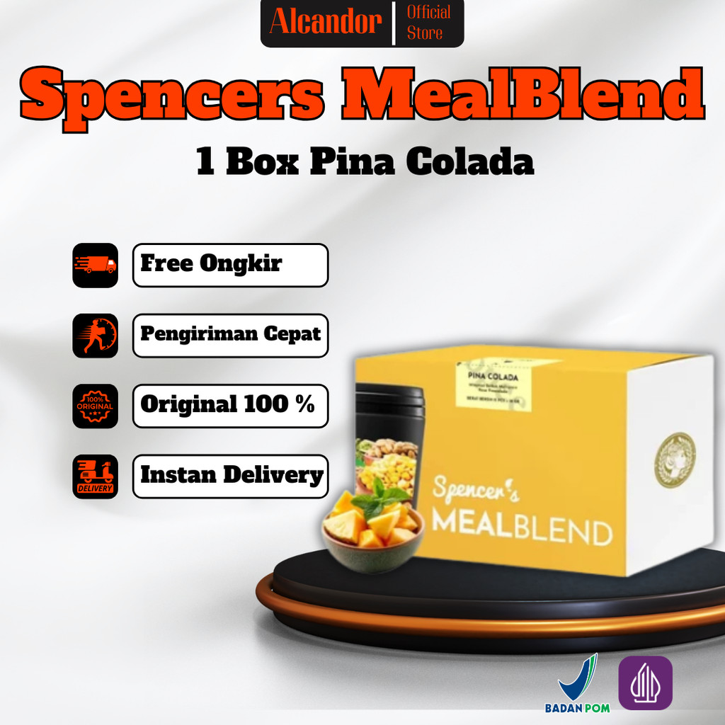 

Spencer's MealBlend - Rasa Pina Colda - Makanan Pengganti Bantu Turun Berat Badan Rendah Kalori Tinggi Serat 1 Box isi 15 Sachet