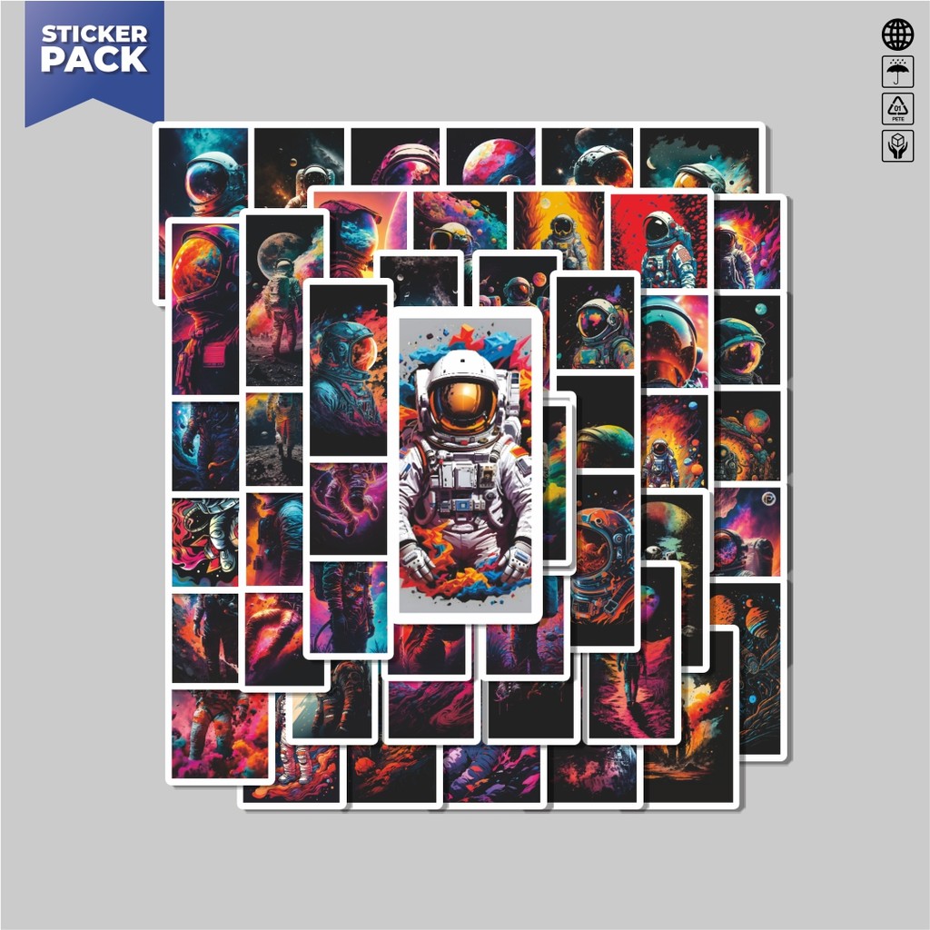 

[100PCS]Stiker Pack Stiker Astronot V2 Aesthetic Vinyl Anti Air Dekorasi Sticker Laptop Buku Journal Koper Helm Casing HP Gitar Helm Skateboard