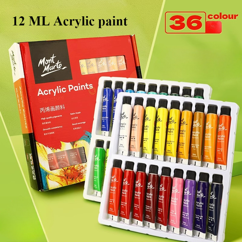 

24 Color Acrylic Paint Set 12ml Tubes Kids Hand Painting Artist Pigment for Canvas Wood Fabric Gouache Watercolor Paint