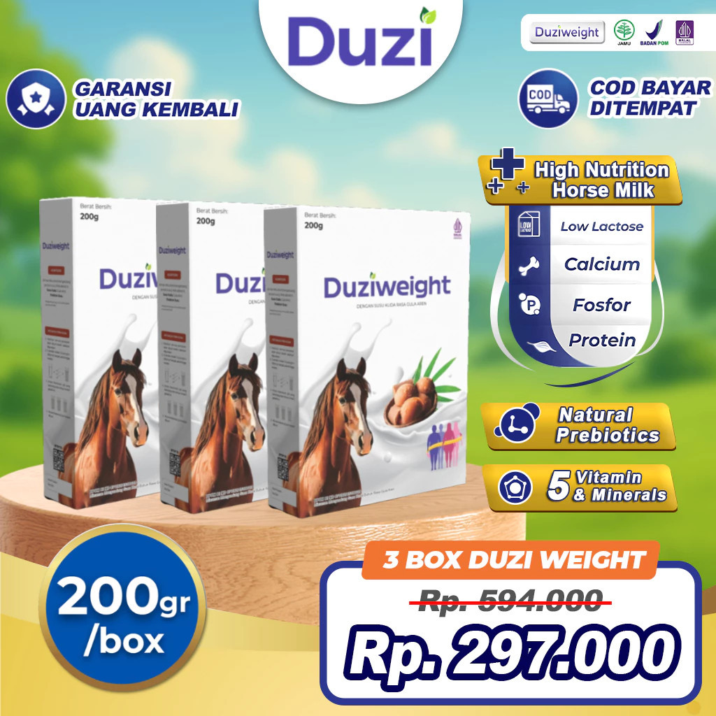 

Duzi Weight 3 Box Susu Kuda Penggemuk Badan Penambah Nafsu Makan Penambah Berat Badan 200gr Nutrisi Tubuh Alami