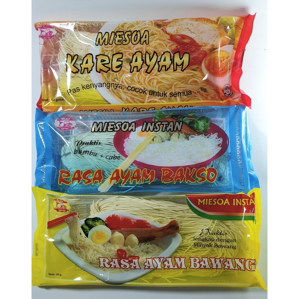 

Miesoa Instan Ayam Bawang | Ayam Bakso | Kare Ayam