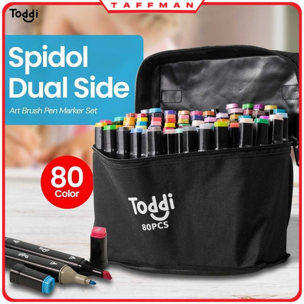 

TM - TODDI Spidol Dual Side Fine Art Brush Pen Art Marker Set 80 Color - HL270