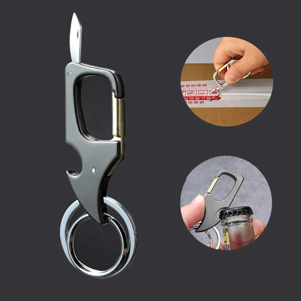 Gantungan Kunci Carabiner Pisau Mini Pembuka Tutup Botol EDC - K412 / Aksesoris Kunci