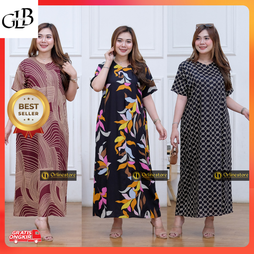 Baju Baru / Daster Panjang Lengan Pendek / Daster Jumbo Panjang Lengan Pendek
