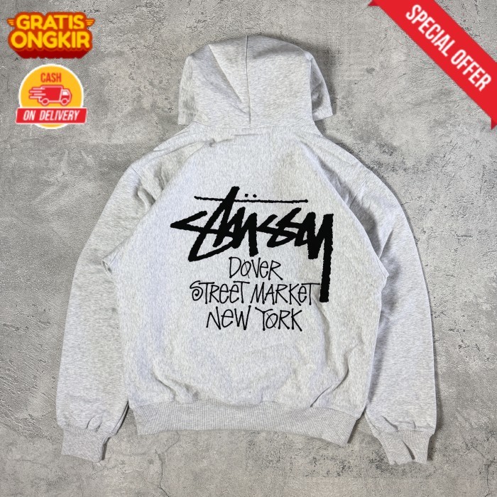 [COD] Stussy Stock DSM NY Hoodie Ash Heather Dover Street Market New York - M