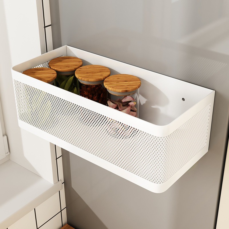 

Magnetic Refrigerator Side Storage Rack Iron Space Saving Hanging Basket Kitchen Organizer Shelf Household Summary Holder