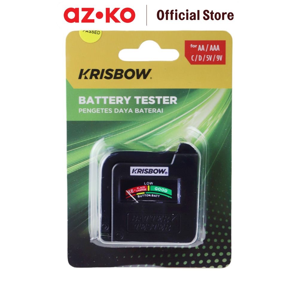AZKO Krisbow Baterai Tester 1.5v Aa/Aaa/C//D/9v Battery Tester Otomotive Tools Alat Kebutuhan Kendar