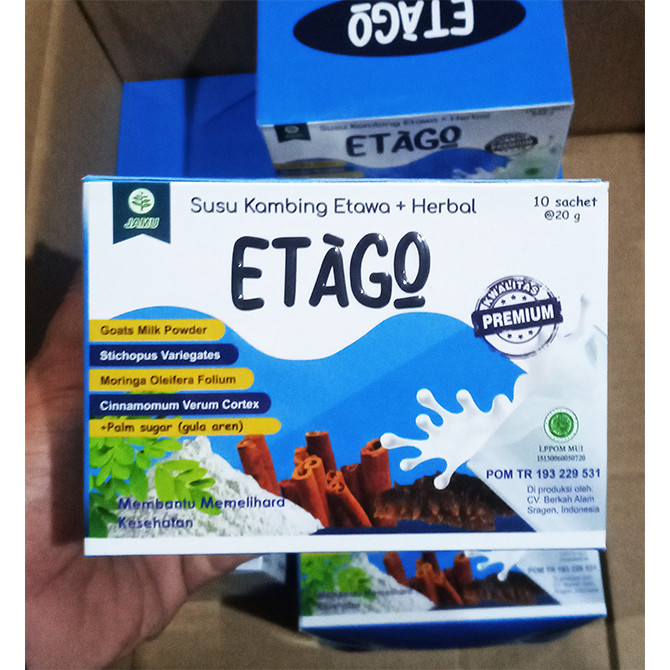 

ETAGO SACHET Susu Kambing Etawa Plus Herbal Daun Kelor Gula Aren Kayu Manis BPOM Halal Isi 10 Sachet