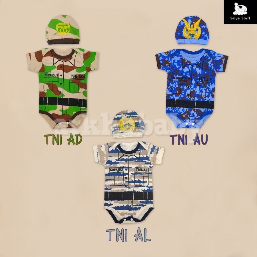 JUMPER BAYI BAJU BAYI MOTIF TNI/KOSTUM BAYI/BAJU BAYI KARAKTER